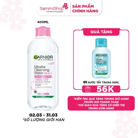 APP+WEB 02.03 - 31.03 Garnier Nước tẩy trang Micellar Cleansing Water Even For Sensitive Skin 400ml