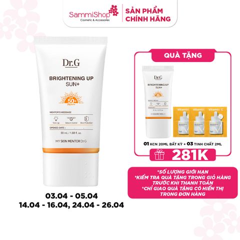 APP-WEB SPIKEDAY 14.04 - 16.04 Dr.G Kem chống nắng Brightening Up Sun+ SPF50+ PA+++ 50ml