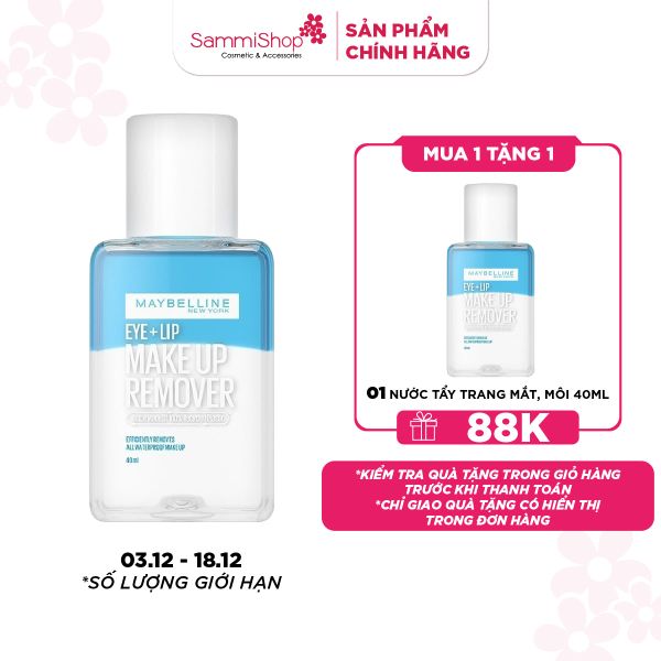 03.12 - 18.12 MEGA SAE Maybelline Nước tẩy trang mắt môi Makeup Remover Lip & Eye 40ml (IP07)