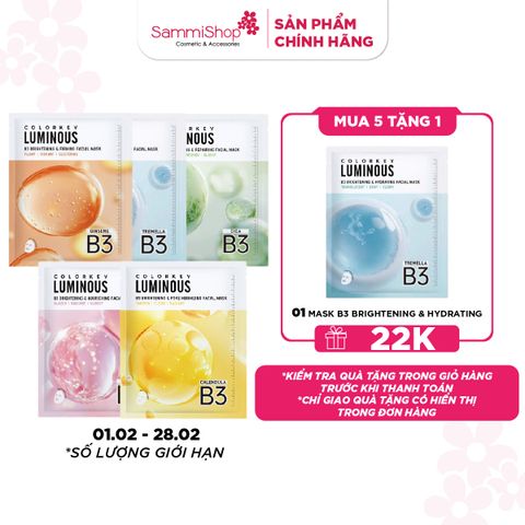 COMBO 5 COLORKEY Mặt nạ giấy Luminous B3 Facial Mask 30ml