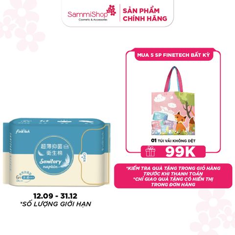 Finetech Băng vệ sinh ban đêm 34cm 6 miếng