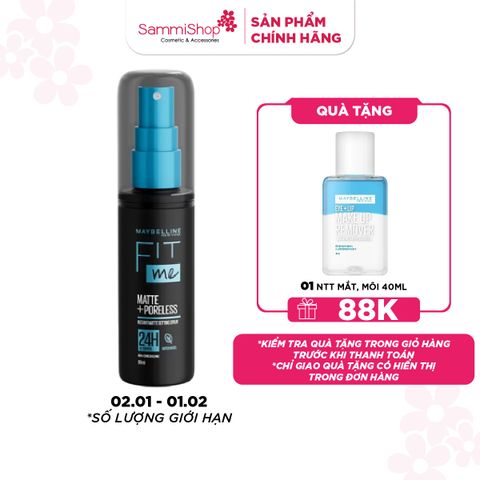 APP+WEB 02.01 - 01.02 Maybelline Xịt khóa nền Fit Me Matte+Poreless Instant Matte Setting Spray 60ml