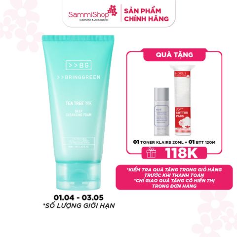 APP-WEB 01.04 - 03.05 Bring Green Sữa rửa mặt Tea Tree Cica Deep Cleansing Foam 120ml