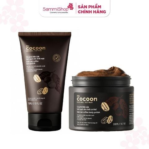 04.05 - 06.05 Cocoon Tẩy da chết cà phê Đak Lak (200ml) + Tẩy da chết làm sạch da chết mặt Cocoon cà phê Đăk Lăk 150ml