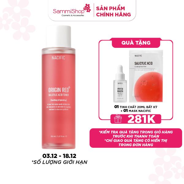 03.12 - 18.12 MEGA SALE Nacific Nước hoa hồng Origin Red Salicylic Acid Toner 150ml