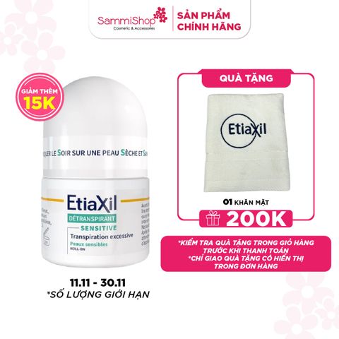 Etiaxil Lăn khử mùi da nhạy cảm Detranspirant Sensitive Peaux Sensibles Roll-on (Xanh) 15ml