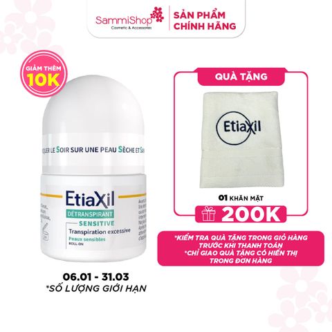 Etiaxil Lăn khử mùi da nhạy cảm Detranspirant Sensitive Peaux Sensibles Roll-on (Xanh) 15ml