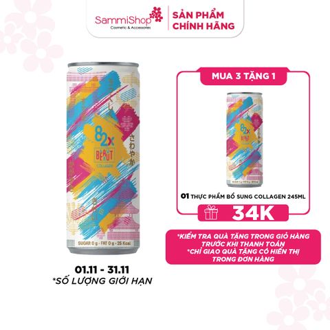 1.11- 30.11 MUA 3 TẶNG 1 82x Thực phẩm bổ sung Collagen Beauty Drink 500 Milligram Mixed With Vitamin C 70 Milligram, Pink Guava Flavor (82x Beaut Brand) 245ml