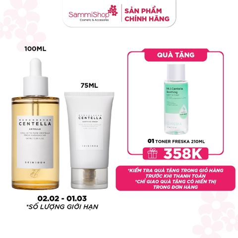 02.02 - 01.03 Skin1004 Kem dưỡng Madagascar Centella Soothing Cream 75ml + Skin1004 Tinh chất Madagascar Centella Ampoule 100ml