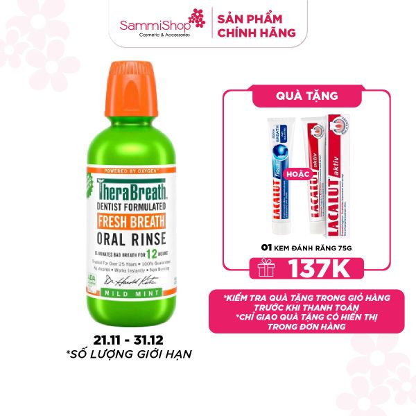21.11- 31.12 MUA 1 TẶNG 1 Therabreath Nước súc miệng Fresh Breath Oral Rinse 473ml