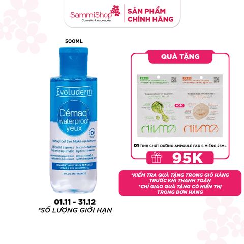 Evoluderm Nước tẩy trang mắt môi tác động kép 150ml
