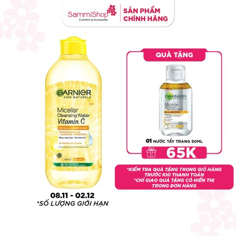 M1T1 8.11-02.12 Garnier Nước tẩy trang Micellar Cleansing Water Vitamin C 400ml