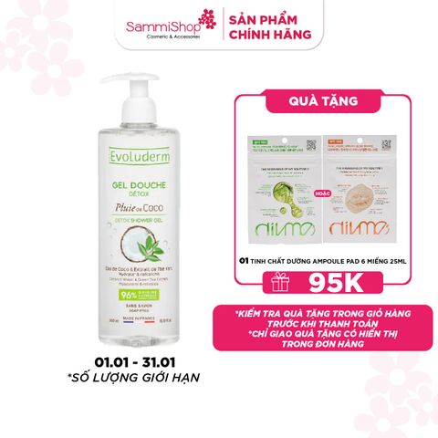 Evoluderm Gel tắm Detox tinh chất Dừa Trà xanh 500ml