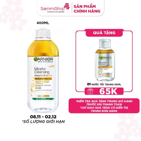 M1T1 8.11-02.12 Garnier Nước tẩy trang  Micellar Oil - Infused Cleansing Water 400ml