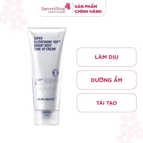 Sur.Medic Kem dưỡng thể Super Glutathione 100Tm Bright Body Tone Up Cream 150ml