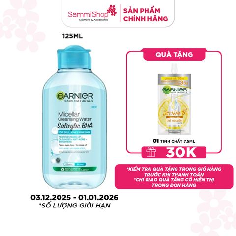 APP + WEB 3.12 - 1.1 Garnier Nước tẩy trang Skin Naturals Micellar Cleansing Salicylic BHA For Dune, Acne Prone Skin #125ml