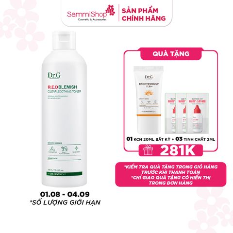 01.08 - 04.09 APP-WEB Dr.G Nước hoa hồng R.E.D Blemish Clear Soothing Toner 300ml