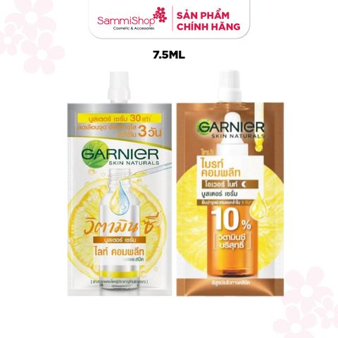 [HÀNG TẶNG KHÔNG BÁN] 1 QT Garnier serum skin naturals bright complete overnight booster 7.5ml (IP01) VÀ 1 QT Garnier Tinh chất Skin Naturals Light Complete White Speed Vitamin C Booster Serum 7.5ml