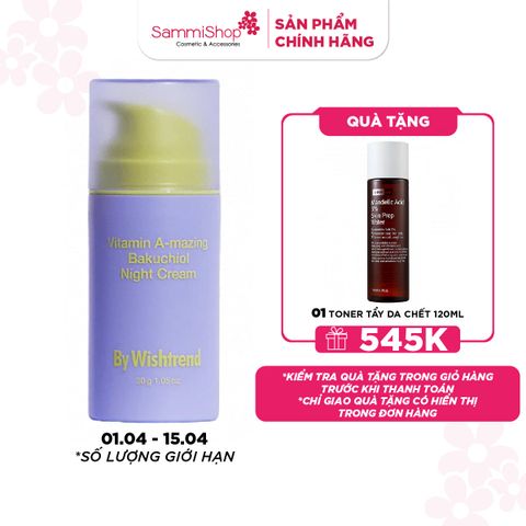 M1T1 01.04 - 15.04 By Wishtrend Kem dưỡng da ban đêm Vitamin A-mazing Bakuchiol Night Cream 30g