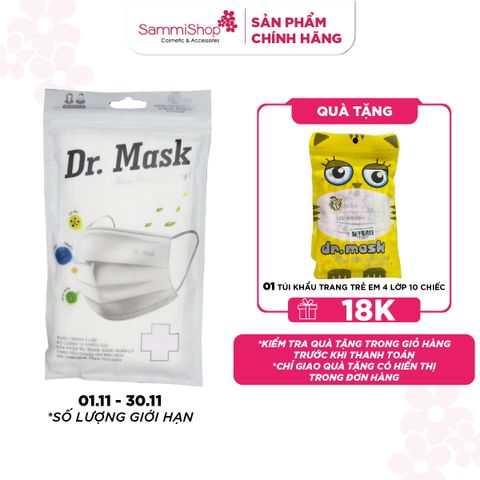 01.11-30.11 Dr.Mask Túi Khẩu trang 3 lớp 10 chiếc - Trắng KT08