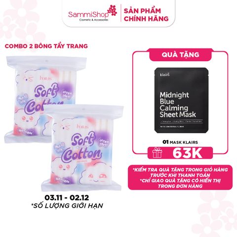 APP-WEB 03.11 - 02.12 COMBO 2 Horus Bông Tẩy Trang Cao Cấp Rectangular Soft Cotton Pad 200 Pads
