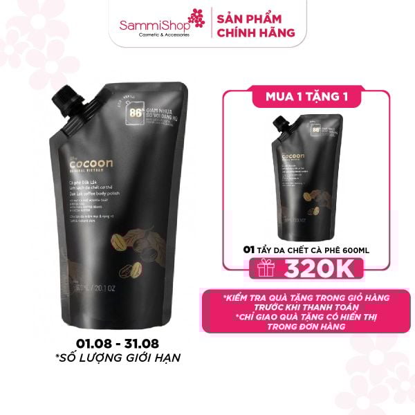01.08 - 31.08 Cocoon Tẩy da chết cà phê Đak Lak 600ml