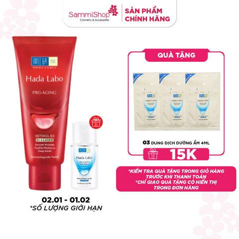 APP+WEB 02.01 - 01.02 Hadalabo Kem rửa mặt Pro-Aging Retinol B3 Cleanser 80g + quà