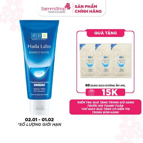 APP+WEB 02.01 - 01.02 HadaLabo Kem rửa mặt Perfect White  Tranexamic Acid Cleanser 80g