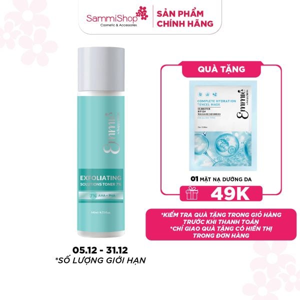 Emmie by Happyskin Toner Tẩy tế bào chết Exfolliating Solutions Toner 7% 140ml