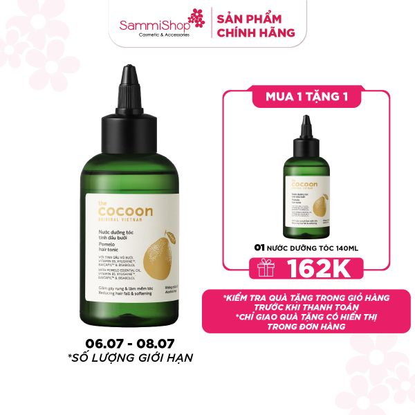 [06.07 - 08.07] Cocoon Nước dưỡng tóc tinh dầu bưởi pomelo hair tonic 140ml - nắp vặn