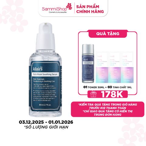 APP + WEB 3.12 - 1.1 Dear, Klairs tinh chất Rich Moist Soothing Serum 80mL