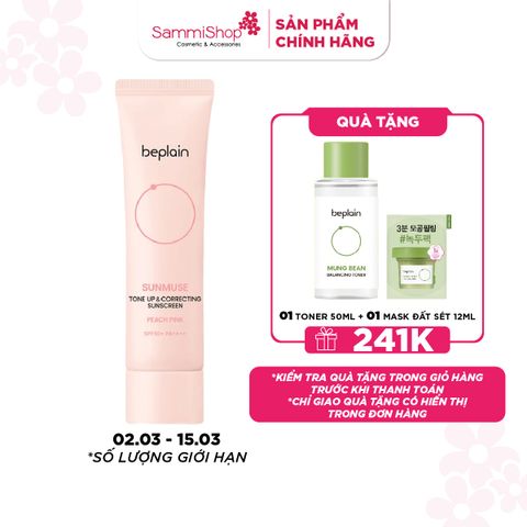 APP+WEB 02.03 - 15.03 Beplain Kem chống nắng Sunmuse Tone Up & Correcting Sunscreen Peach Pink SPF50+ PA++++ 50ml