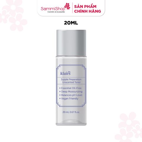 [HÀNG TẶNG KHÔNG BÁN] QT Dear, Klairs Nước hoa hồng Supple Preparation Unscented Toner 20ml và 3 Sachet QT Dear, Klairs kem dưỡng Rich Moist Soothing Cream 3g
