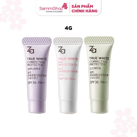 [HÀNG TẶNG KHÔNG BÁN] QT ZA Kem lót nâng tone True White Correcting Protector 02 Purple 4g HOẶC QT ZA Kem lót nâng tone True White Day Protector Ex 4g HOẶC QT ZA Kem lót nâng tone True White Correcting Protector 01 green 4g