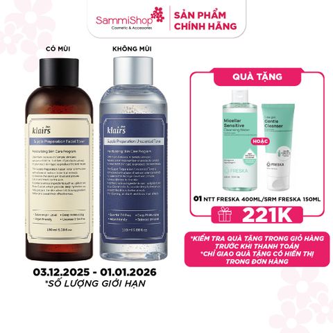 COMBO 03.12 - 01.01 COMBO 2 Dear, Klairs nước hoa hồng Supple Preparation 180ml