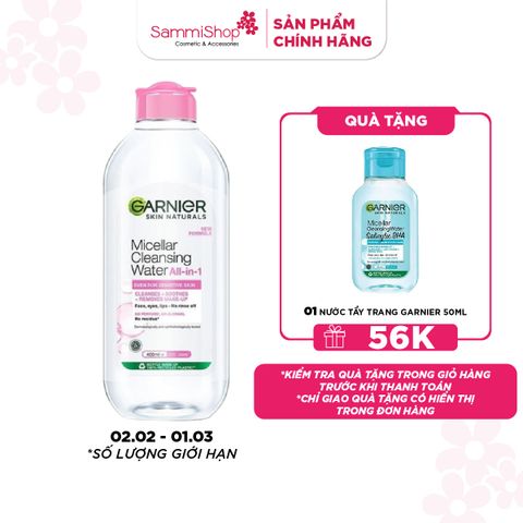 APP+WEB 02.02 - 01.03 Garnier Nước tẩy trang Micellar Cleansing Water Even For Sensitive Skin 400ml