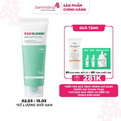 APP+WEB 02.03 - 15.03 Dr.G Sữa rửa mặt pH Cleansing R.E.D Blemish Clear Soothing Foam 150ml