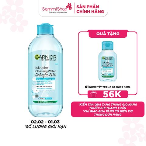 APP+WEB 02.02 - 01.03 Garnier Nước tẩy trang Micellar Cleansing Water Salicylic BHA 400ml
