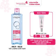 Loreal Micellar Water 3-in-1 Moisturizing Even For Sensitive Skin 400ml