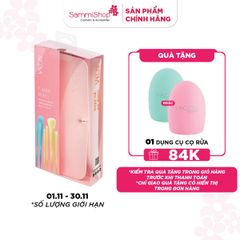 Vacosi Bộ cọ cá nhân Candy Puffy 10 cây & ví hồng BC34