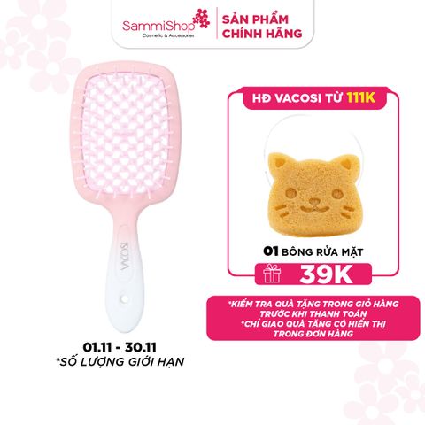 Vacosi Lược Gỡ Rối Hollow Out Paddle Detangler Pink_C20-H