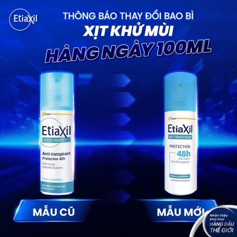 Etiaxil Xịt khử mùi Anti - Transpirant Protection 48h Peaux Sensibles Vaporisateur Sans Gaz 100ml