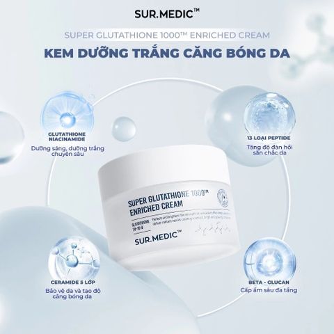 Sur.Medic+ Kem dưỡng Super Glutathione 1000Tm Enriched Cream 50ml