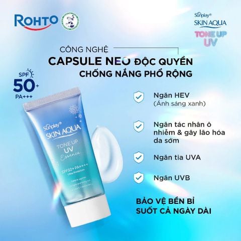 Sunplay Tinh chất chống nắng Skin Aqua Tone Up UV Essence Blue SPF50+ PA++++ 50g