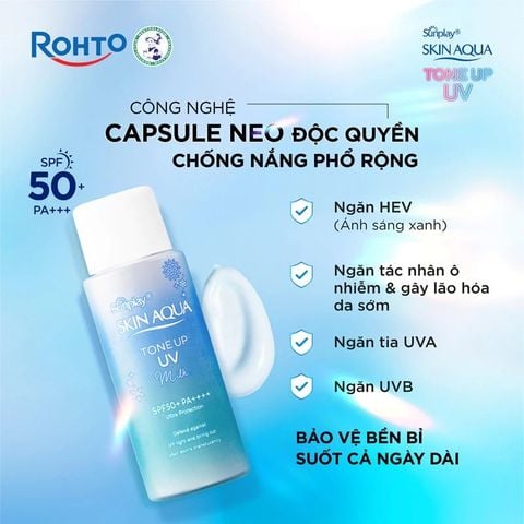 Sunplay Sữa chống nắng Skin Aqua Tone Up UV Milk Blue SPF50+ PA++++ 50g