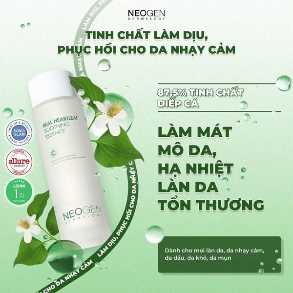 Neogen Tinh chất Dermalogy Real Heartleaf Soothing Essence 150ml
