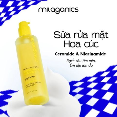 Milaganics Sữa rửa mặt hoa cúc Moisture Cleansing Gel Chamomilla Ceramide 250ml