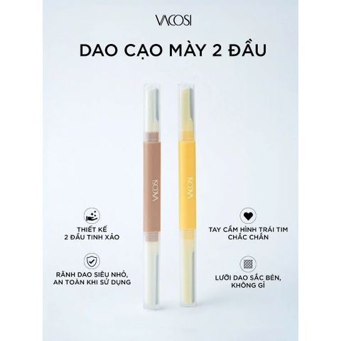 Vacosi Set dao cạo mày 2 đầu, vàng nâu DC17 Dual-End Eyebrow Razor, Autumn Pack