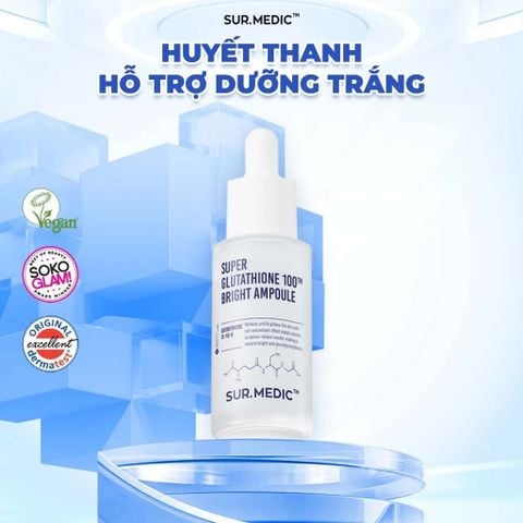 Sur.Medic+ Huyết thanh truyền trắng Super Glutathione 100tm Bright Ampoule 32ml