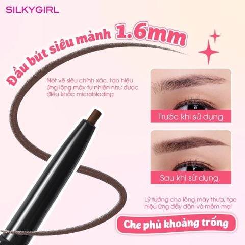 Silkygirl Chì mày hai đầu 3D Ultra Fine Brown Liner 0.1g